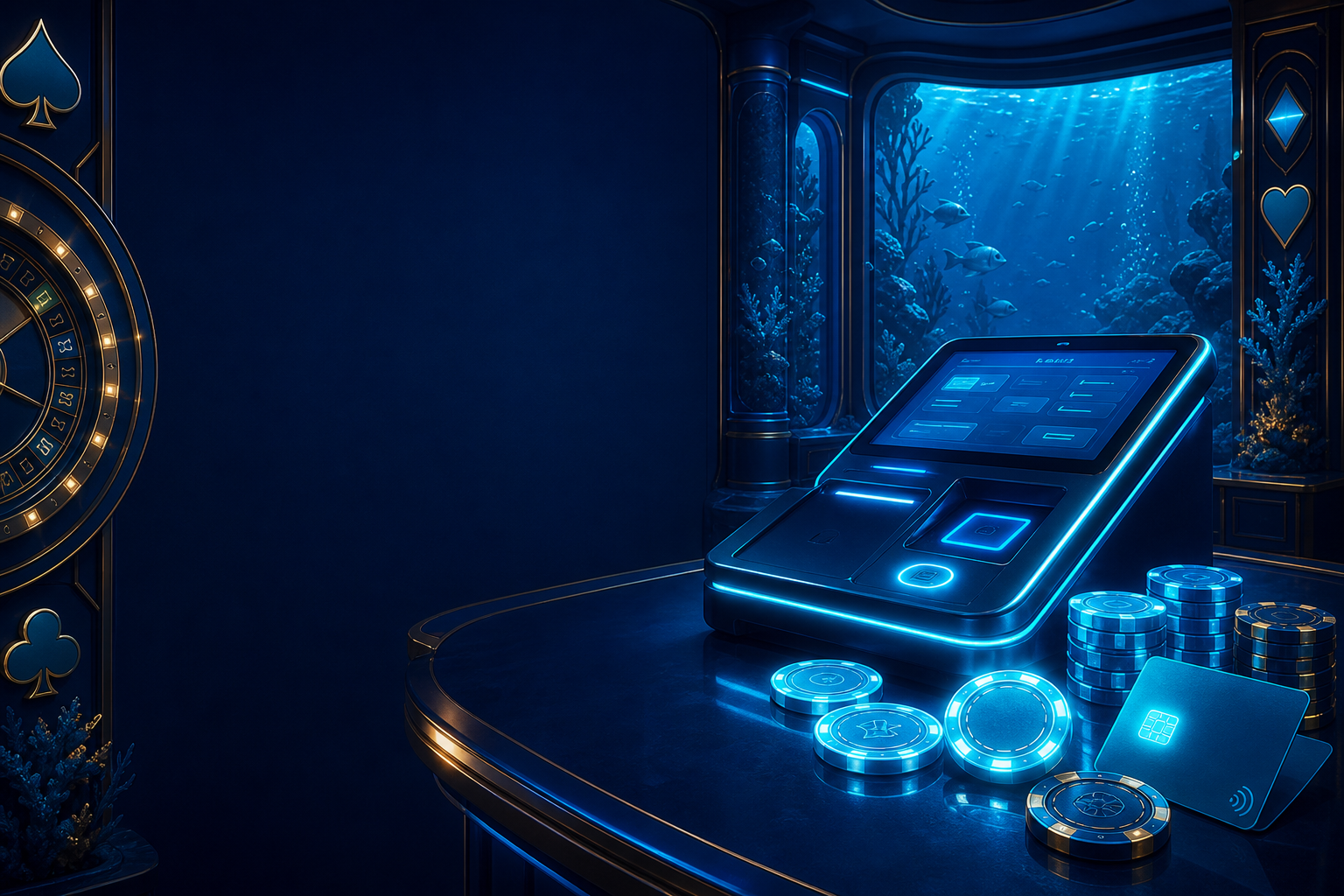 Bass Win Casino underwater neon cashier terminal